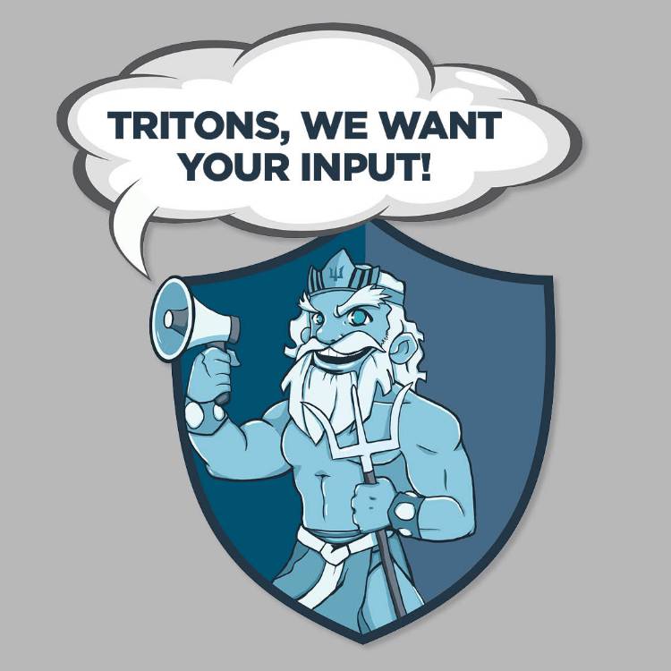 Triton with a megaphone, saying 